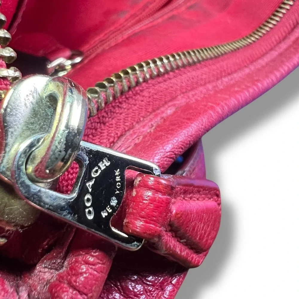 Coach Red Pebbled Leather Crossbody Bag F37321 Adjustable Strap Shoulder Purse